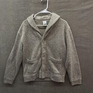 Haband Sweater Mens Medium Gray Heather Shawl Collar Button Cardigan Pockets